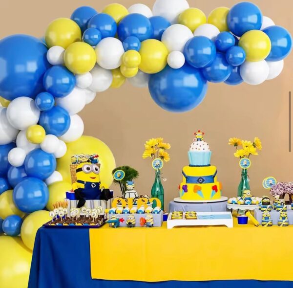 128pcs Blue White Balloons Garland Yellow Royal Blue Balloon Arch