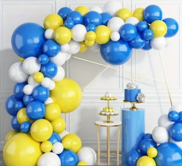 128pcs Blue White Balloons Garland Yellow Royal Blue Balloon Arch - Image 2