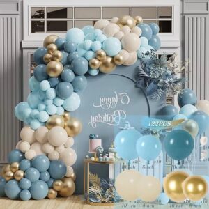 122Pcs Blue Gold Balloons