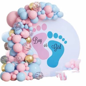 129pcs Wreath Arch Pink Blue Confetti Gold Latex Balloon