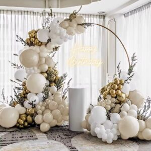 146Pcs White Metallic Gold Balloons