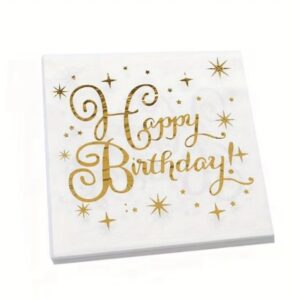 Servetter Happy birthday Guld