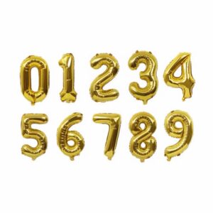 40 inch Sifferballong Guld Mini (Siffra 0-9)
